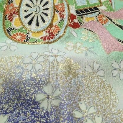 7歳 正絹朱桜御所車 七五三 お着物・作り帯・筥迫セット - メルカリ