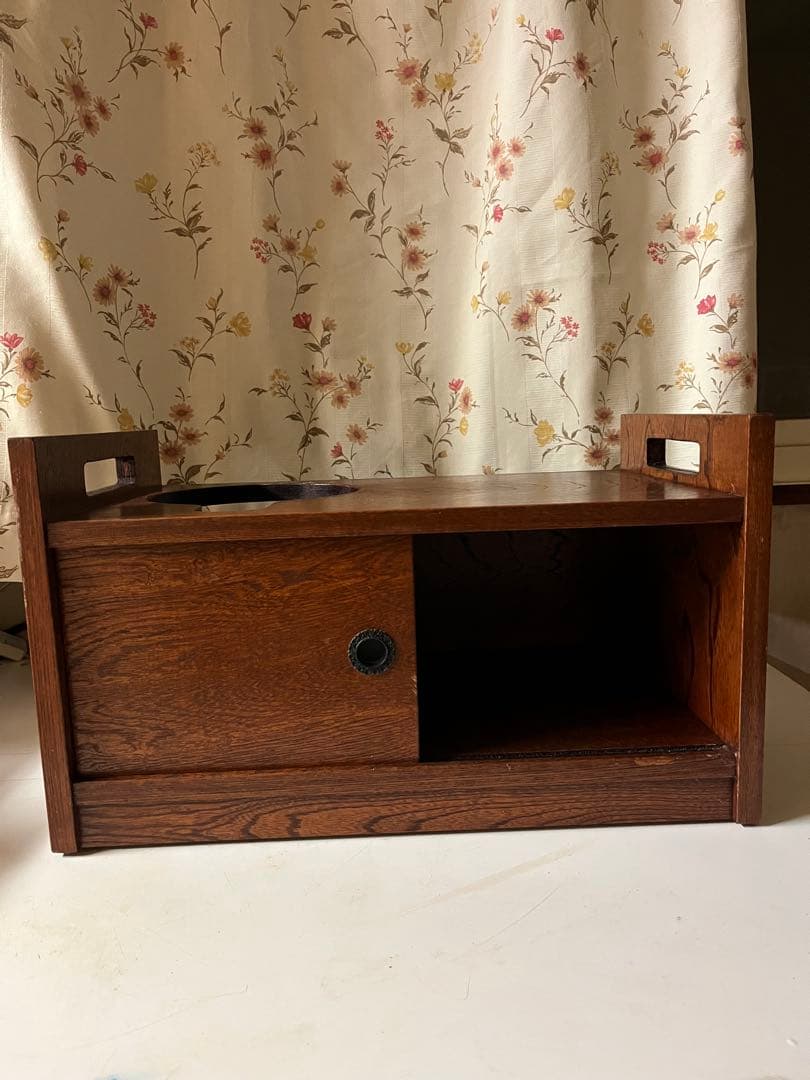 昭和レトロ 木製 小物収納 キャスター付き お座敷ワゴン ポット台 昭和レトロ 木製 小物収納 引き出し付 キャスター付き お座敷ワゴン