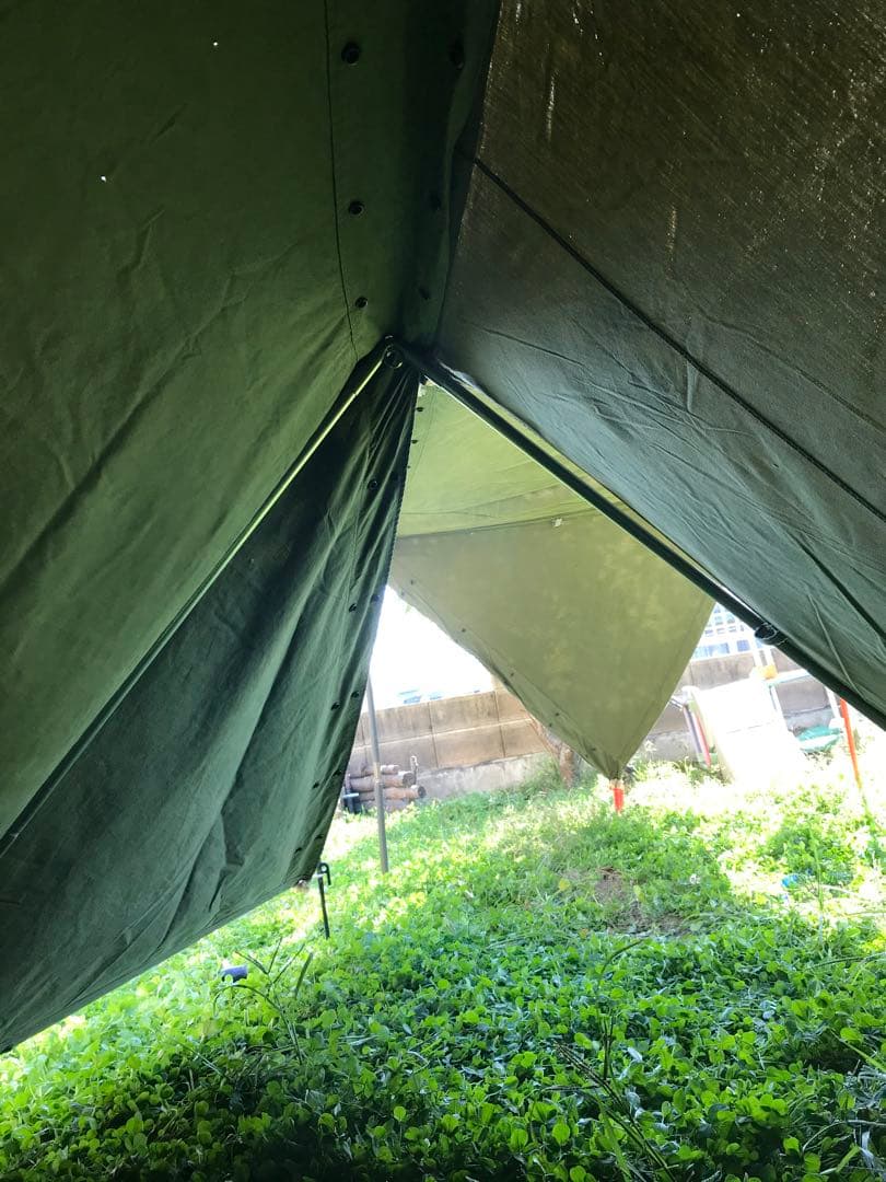 取説付《ドイツ軍幕モデル》二股フレーム＋棟ポール　楽々快適快適空間★ソロキャンプ