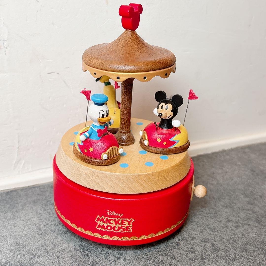 極美品 ディズニー 木製からくりオルゴール ミッキー ドナルド グーフィの遊園地 ディズニー 木製からくりオルゴール ミッキー ドナルド グーフィの遊園