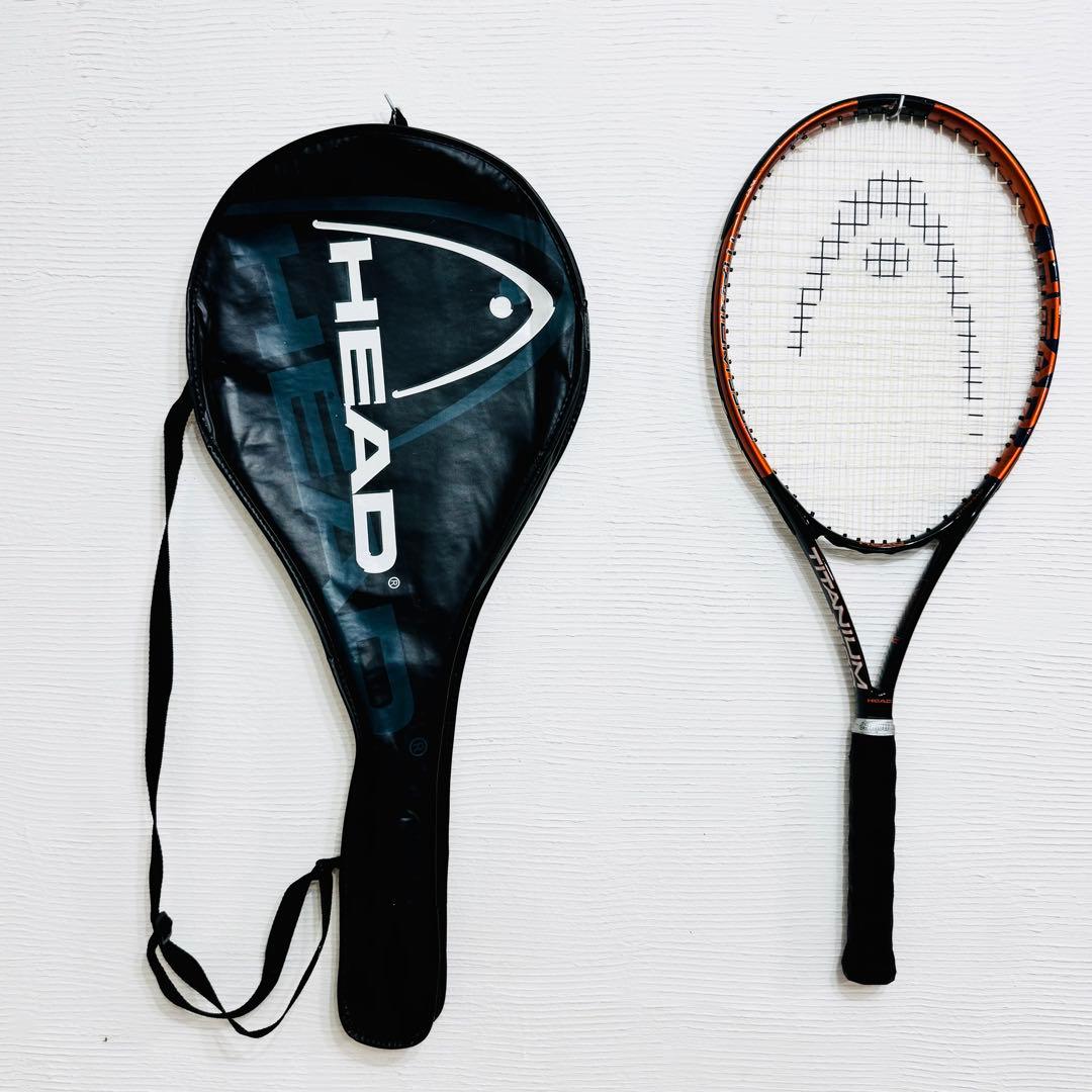 HEAD テニスラケット TITANIUM 3300 ケース付き オレンジ 黒 - メルカリ