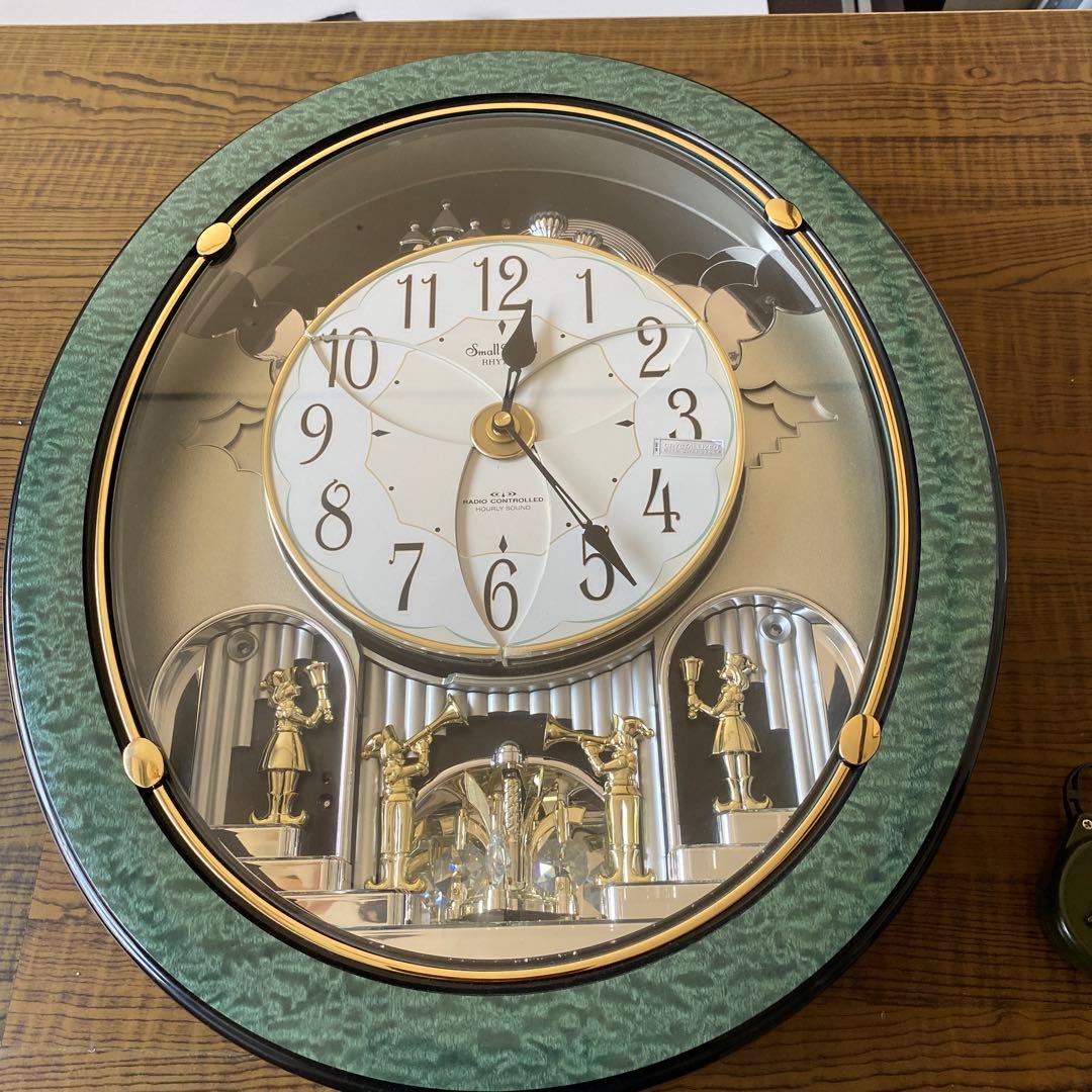 美品‼️RHYTHM スモールワールド 4MN452RH 電波時計 からくり時計