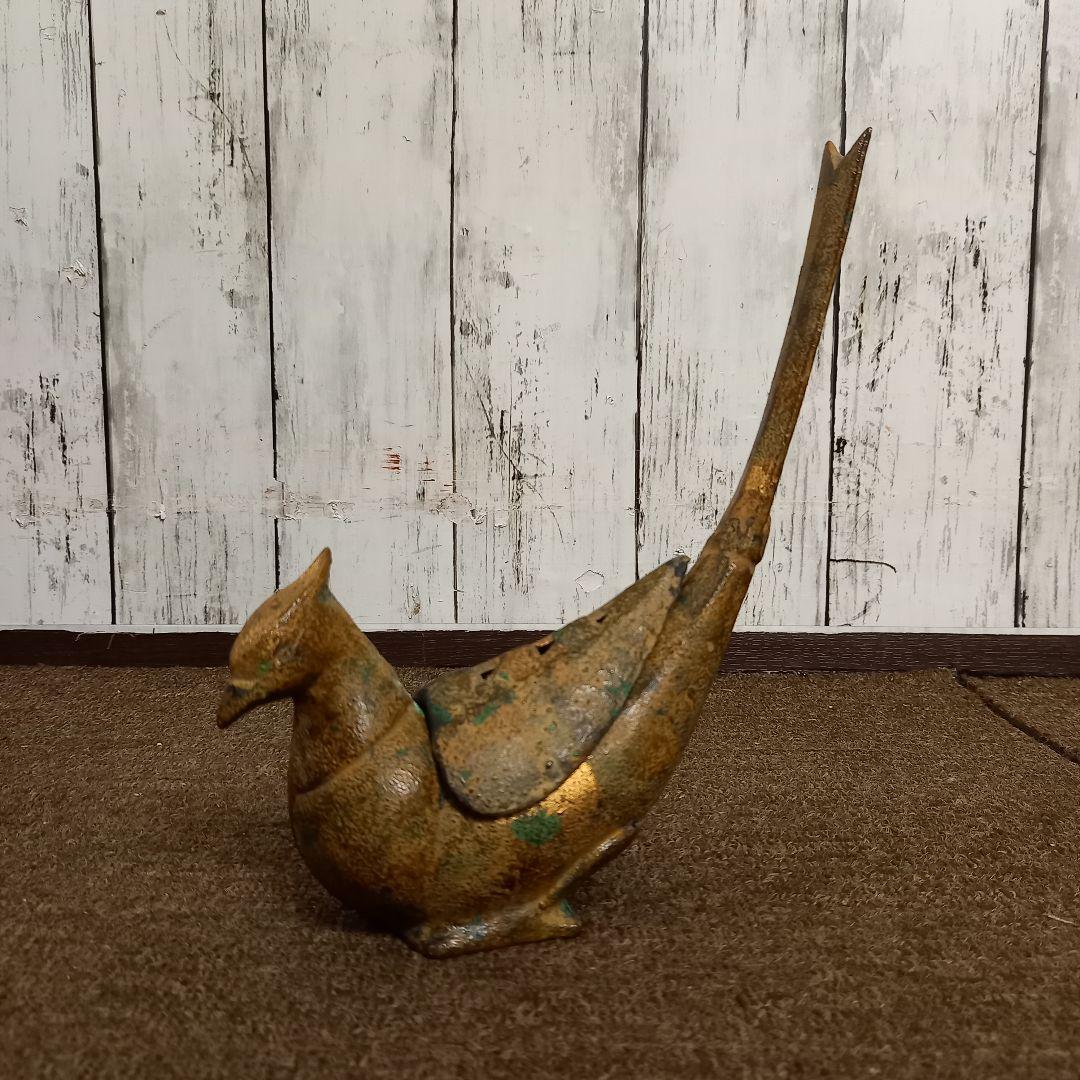美術鋳物 キジ 雉 香炉 オブジェ 雉子 金属工芸 骨董品 アンティーク