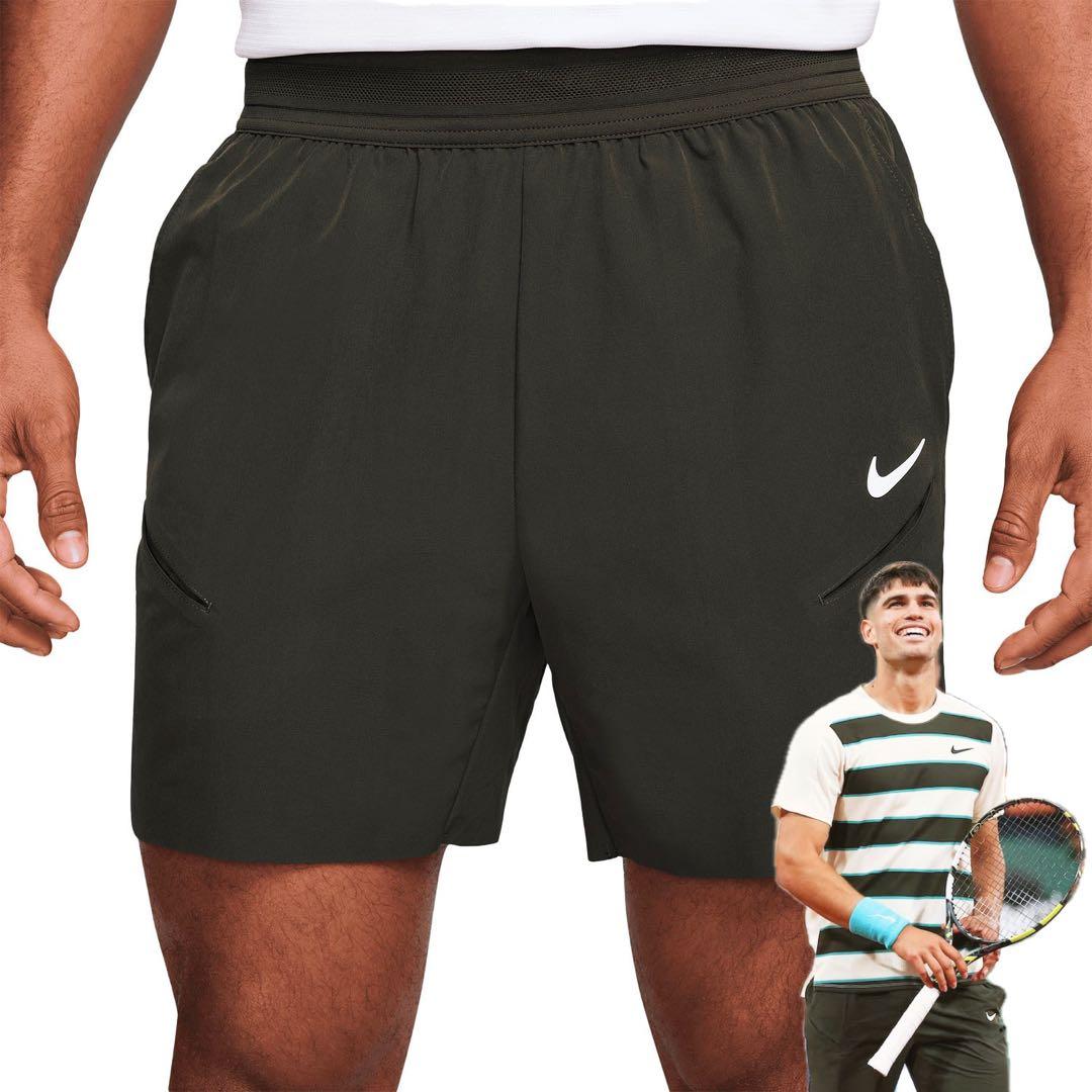Nike Court Slam 6in Shorts アルカラス 全仏2025 Nike Court Slam 6in Men's Tennis Shorts - Sequoia/White