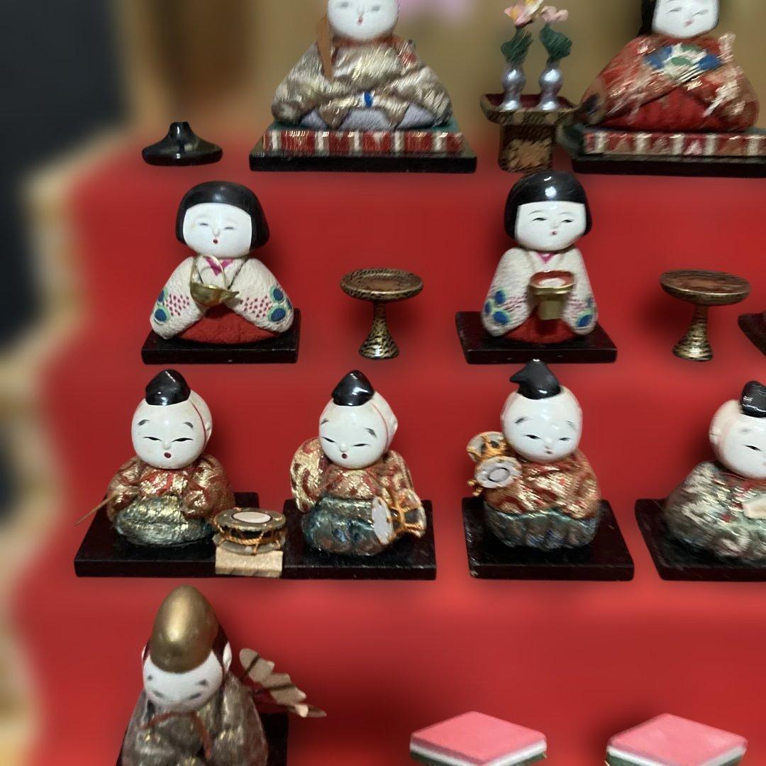 雛人形 ひろあゆたく様専用 アンティーク木目込み豆雛 オマケ付き