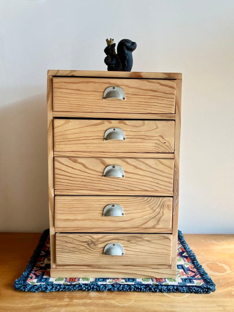 杉の5段小引き出し 古道具 ヴィンテージ レトロ 昭和 - メルカリ