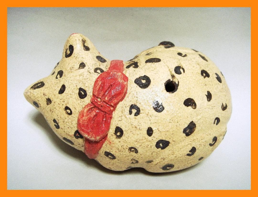 mf611⑤『ユキヒョウ 眠り猫』陶器 /骨董品 古美術 アンティーク 古玩