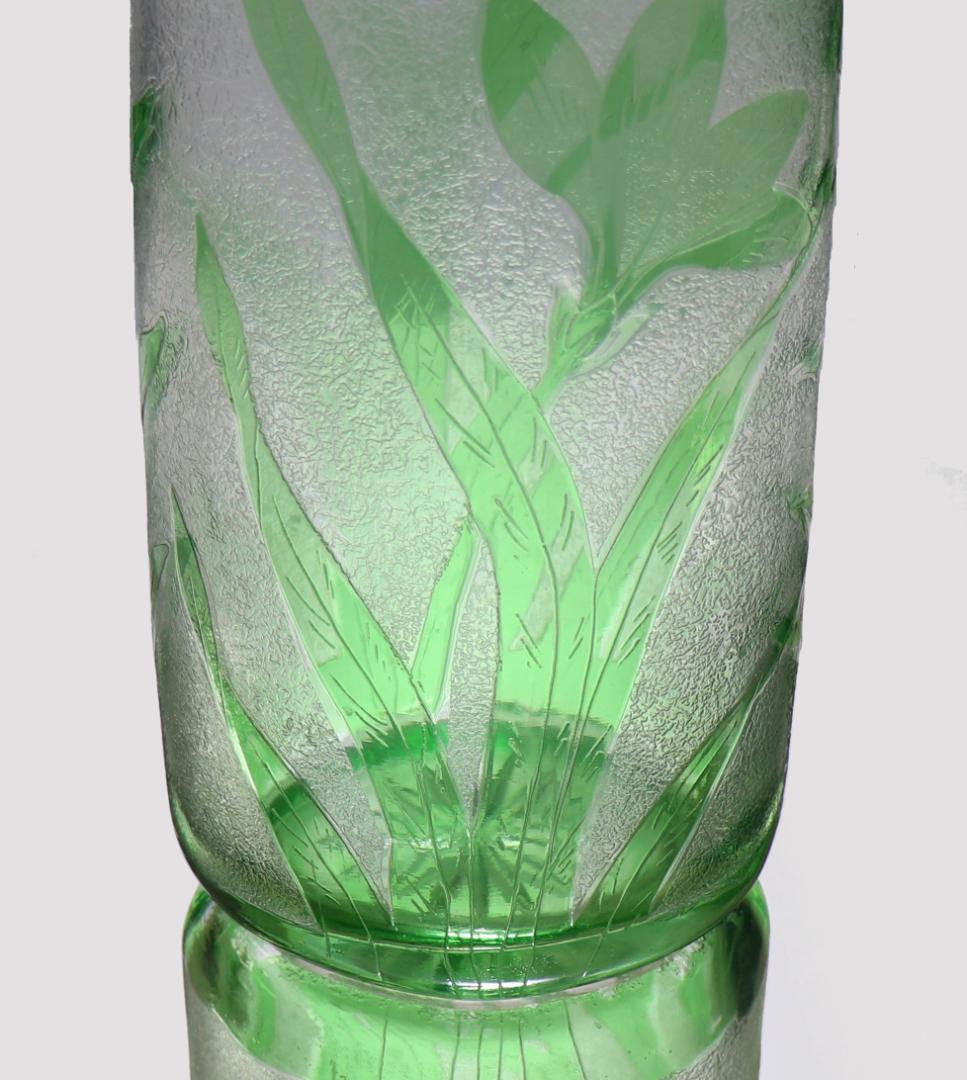 オールド・バカラ 1880年頃美術館級 緑色被せ硝子 特大アシッド