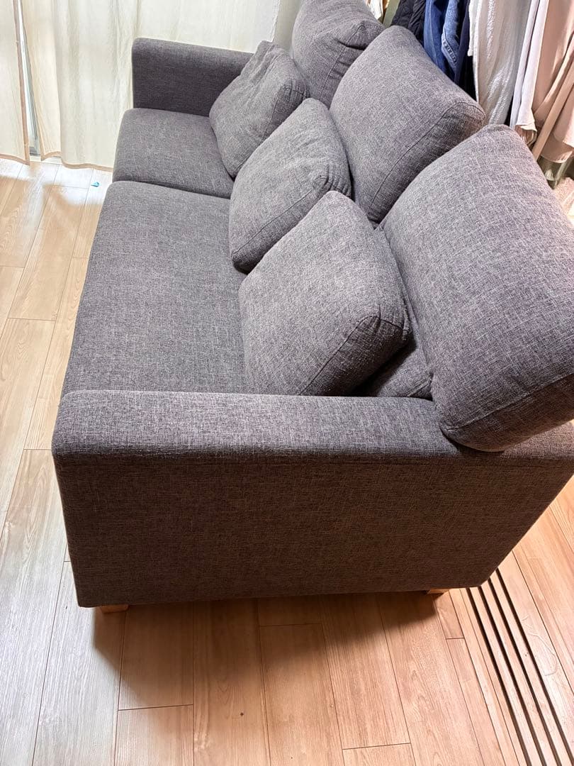 グレー 3人掛けソファ lushroom ソファ 3人掛け ファブリック グレー ネイビー クッション