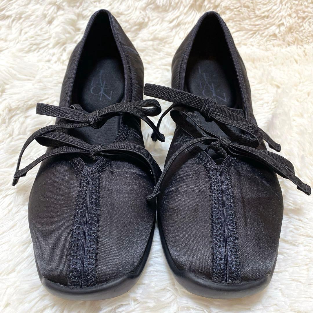 人気完売品✨ルタロン　Lダブルリボンバレリーナ　黒　24.5cm 2024SS