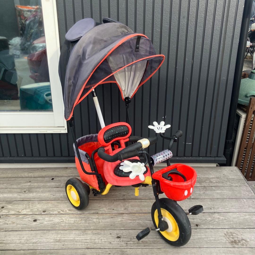 IDES アイデス ミッキーマウス 三輪車 サンシェード付き 赤 ディズニー