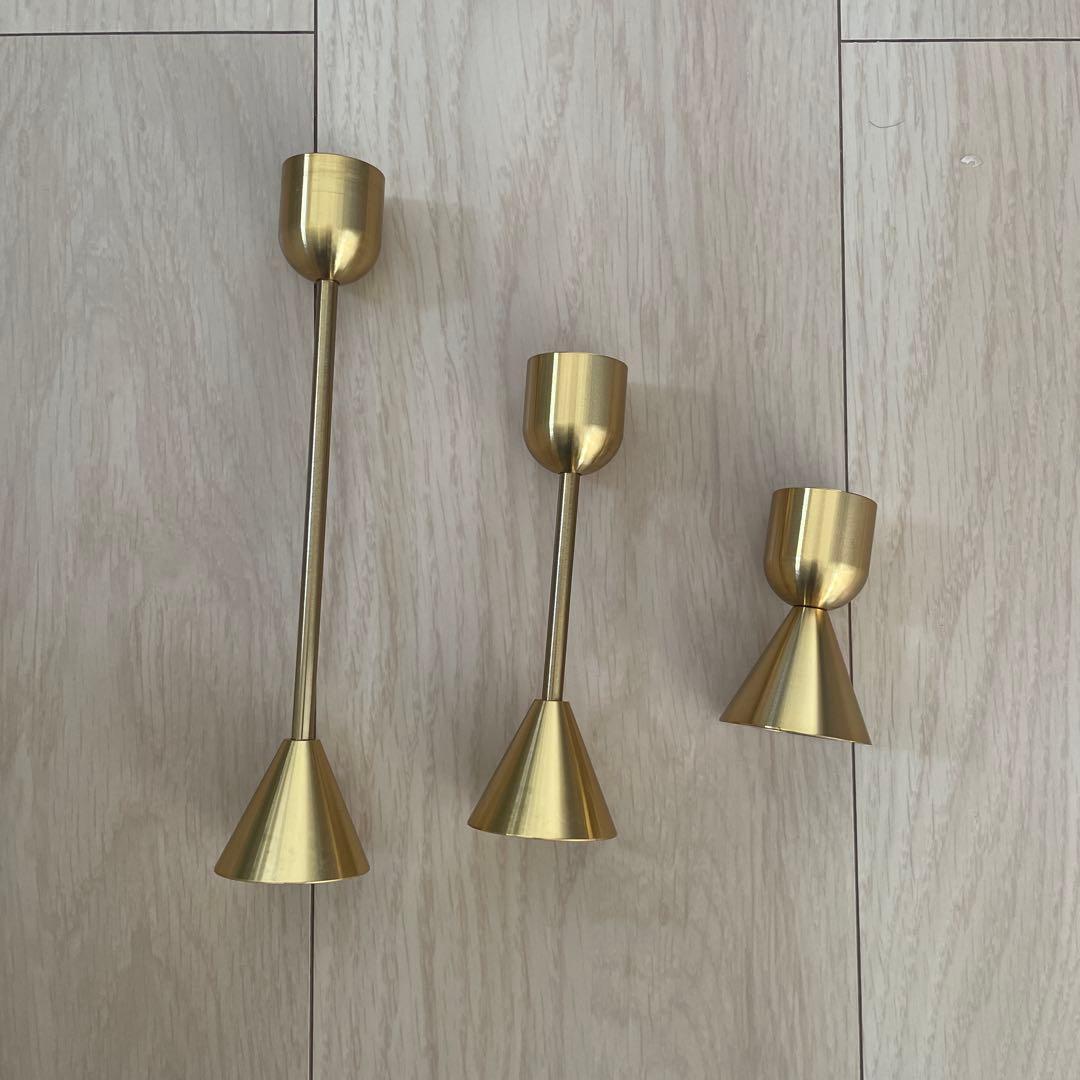 ブラス コーン型キャンドルホルダー 3点セット - メルカリ