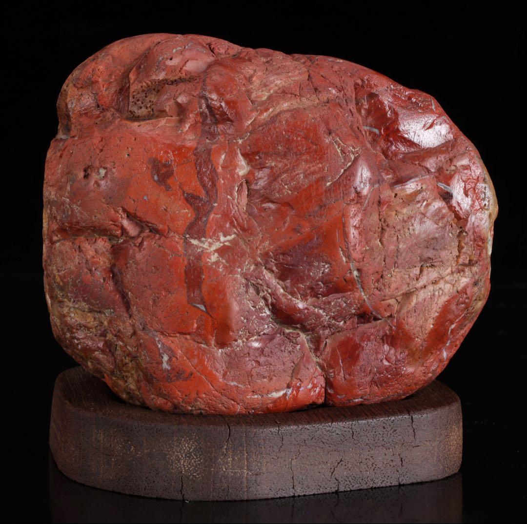 佐渡 赤玉石 赤石 碧玉 台座付 1.6kg 水石 鑑賞石 天然石 盆石 飾石