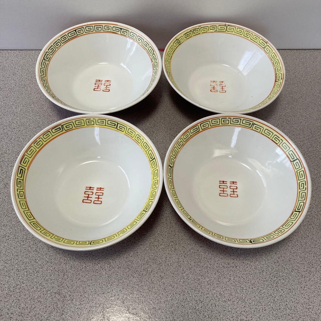 大清乾隆年製 中華皿 ラーメン丼ぶり 4枚セット アンティーク 昭和