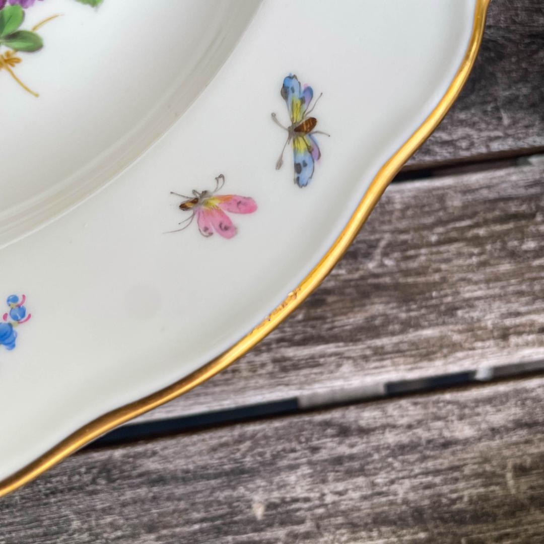値下げマイセン 昆虫スーププレート深皿フラワーブーケ 23cm 金彩 6枚