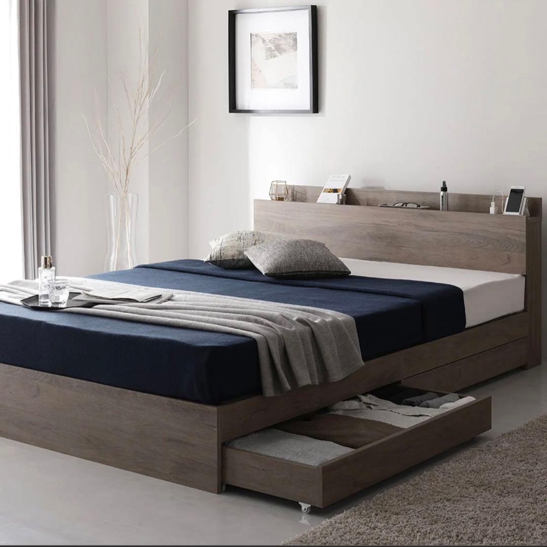 【愛知県岡崎市引取り可能な方】RASIKラシクSerest ダブルベッドフレーム RASIK（ラシク） ベッド ダブル ベッドフレームのみ 引出し 宮付き