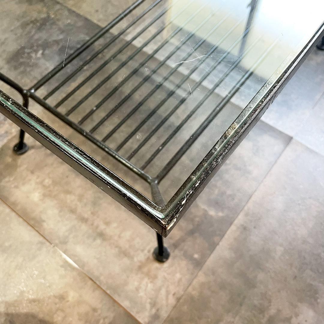 unico “EDDY” ガラス×アイアン ローテーブル 黒 透明 鉄