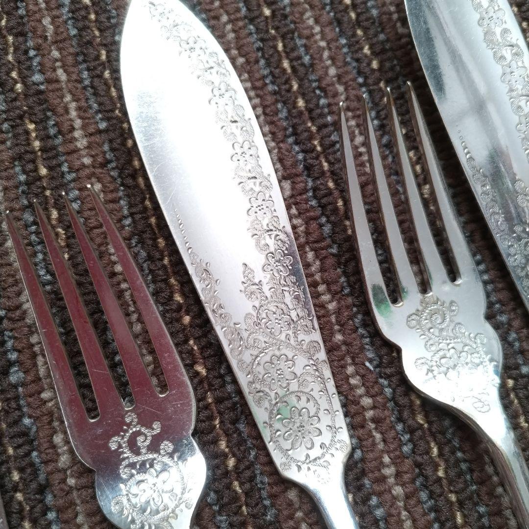 イギリス JD&S シルバープレート／銀メッキ ナイフ＆フォーク 5組10