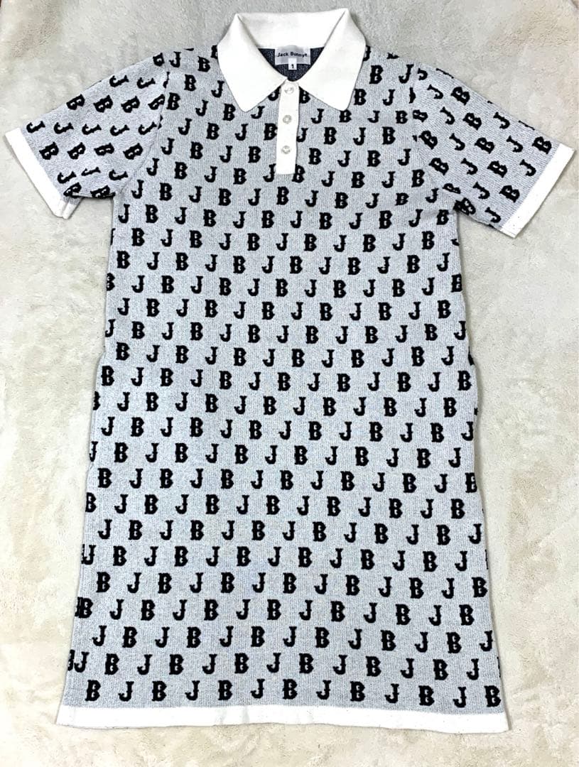 Jack Bunny!! ニットポロワンピース 2WAYグリッドストレッチ Flower 半袖ポロワンピース | Jack