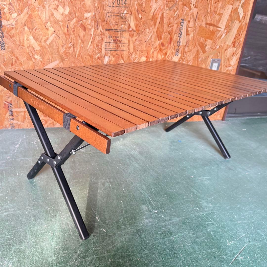 クイックキャンプ ロールテーブル X脚 ウッドロールローテーブル 90×60cm ｜商品｜QUICKCAMP(クイック