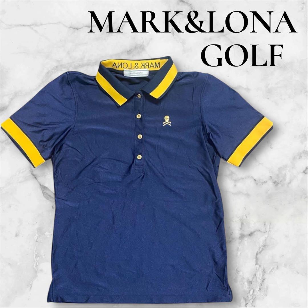 美品】MARK&LONA 半袖ポロシャツ M ゴルフウェア ネイビー イエロー