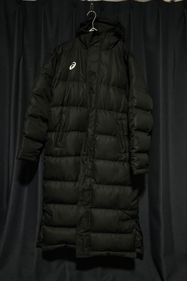 asics アシックス ダウン ベンチコート L サイズ ロング丈 ブラック 黒