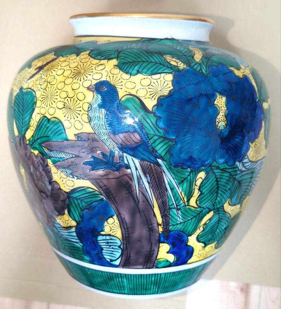九谷焼 花瓶 二重角福 花鳥紋様 - メルカリ