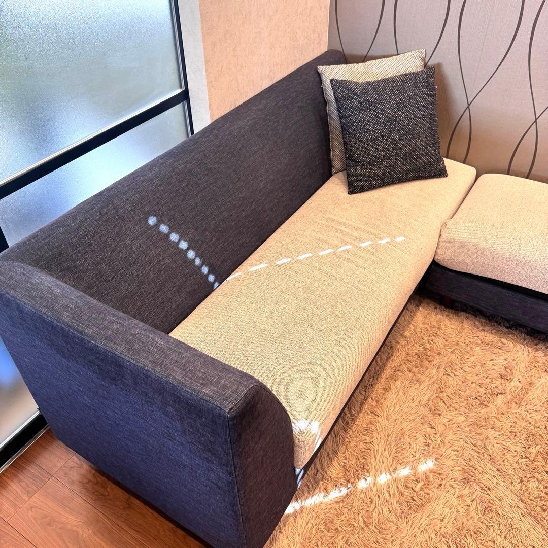 KEYUKA ケユカ L字型ソファ コーナーソファ 3人掛け ネイビー×グレー