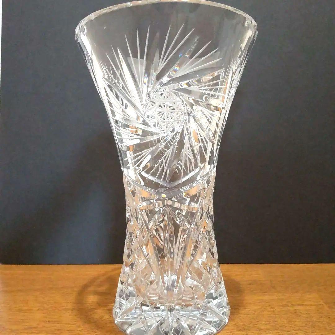 ボヘミアンガラス クリスタル 花瓶 花器 フラワーベース 20㎝ - メルカリ