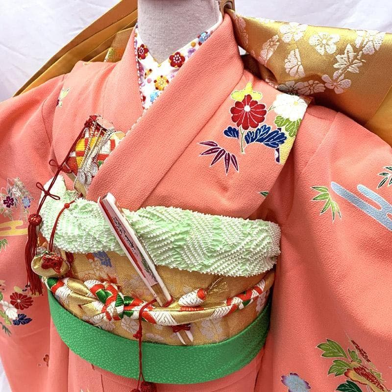 502ag11□七五三 千總 七歳 女児 着物&長襦袢 金駒刺繍 手鞠□美品