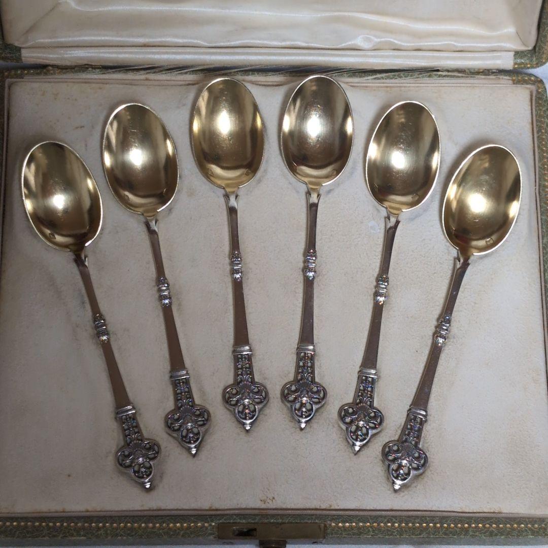 【希少♪】 カルディヤック スプーン 6本セット　ルネサンス　純銀×ヴェルメイユ 希少♪】 カルディヤック スプーン 6本セット ルネサンス 純銀