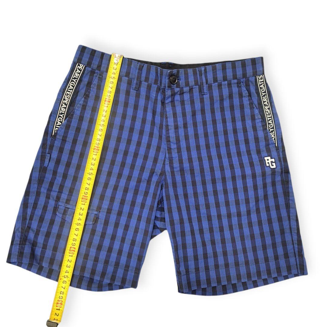 PEARY GATES パーリーゲイツ 4 チェック柄パンツ 青 ハーフパンツ