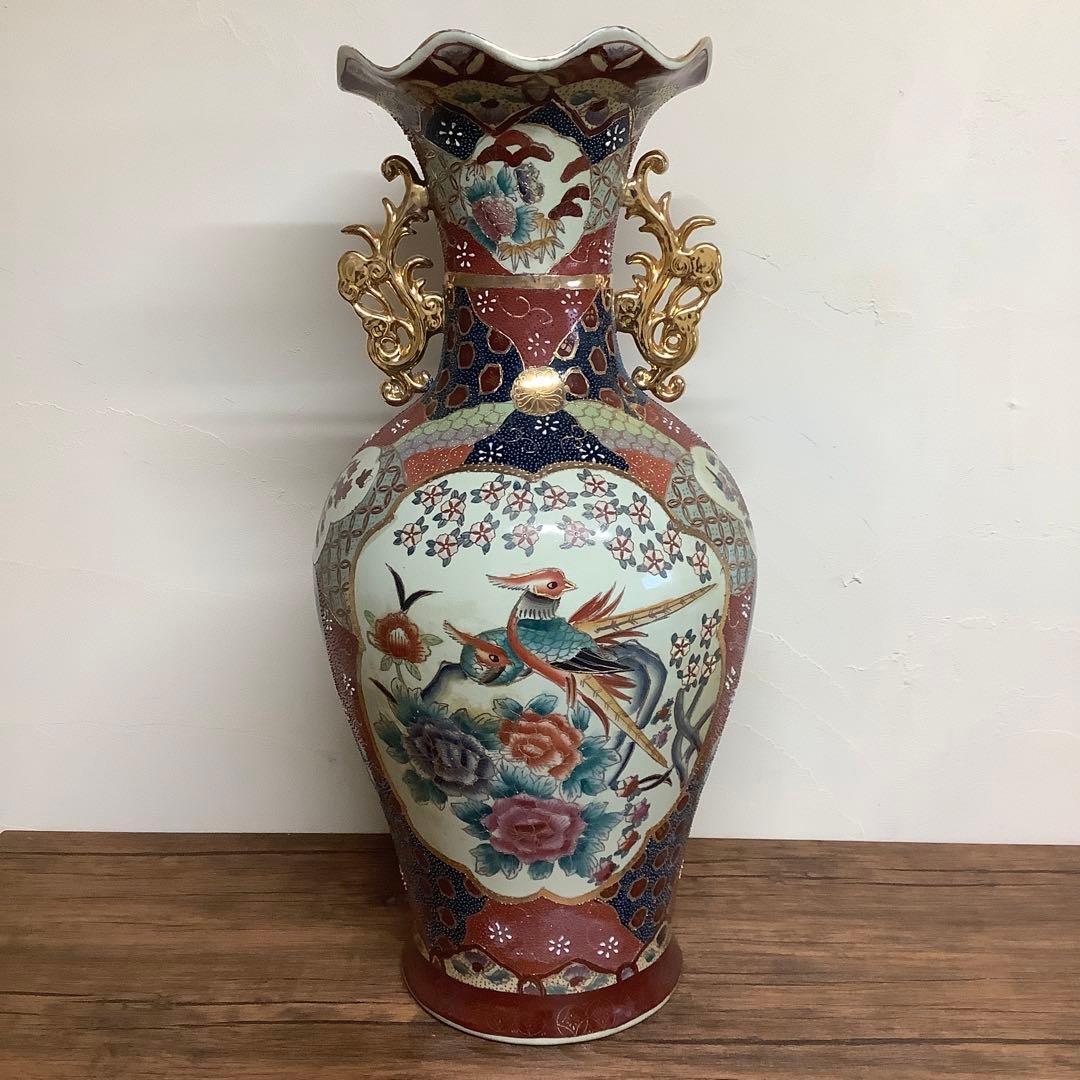 薩摩焼？ 双耳壺 キジ 雉 花鳥図 瓶 壺 - メルカリ