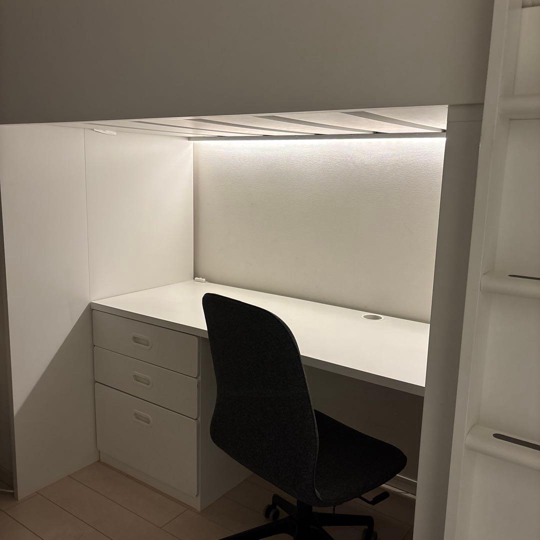 東京23区引き取り限定】 IKEA ロフトベッド 白stuva 机 ＆椅子 - メルカリ