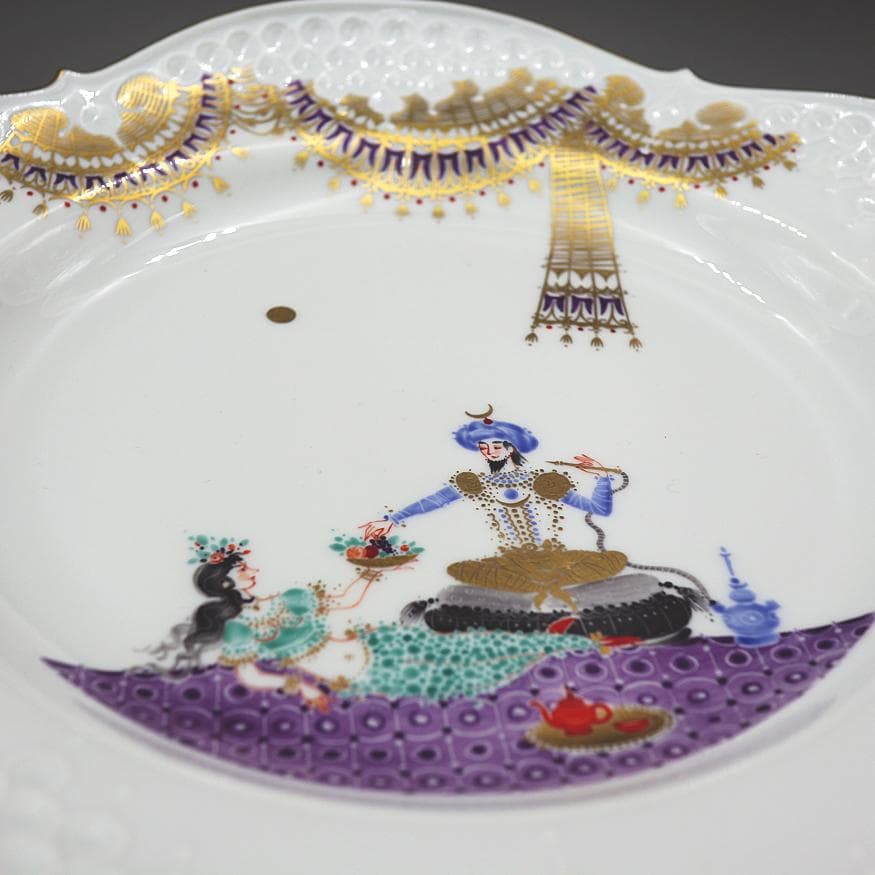 マイセン 千夜一夜物語 アラビアンナイト 飾り皿 「美女に果物篭を渡す