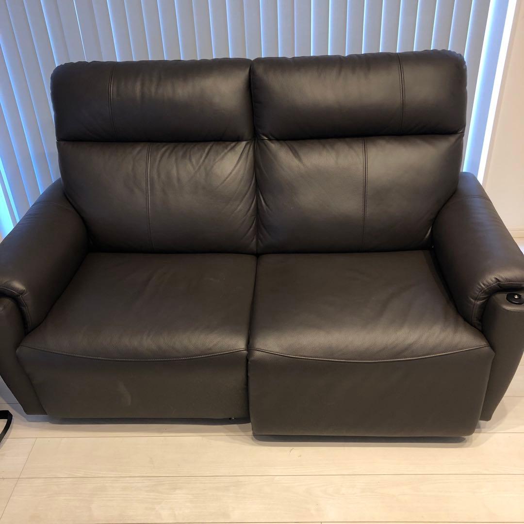 直接引取可能】ヤマダ 電動リクライニングソファ 2人掛け ダーク