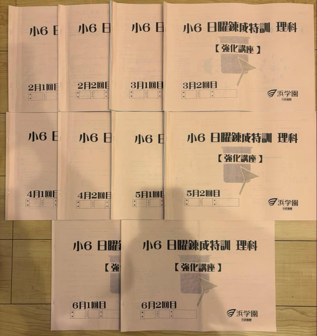 浜学園 小6 日曜錬成特訓 理科 強化講座 2月〜6月分 全10冊 2025年度