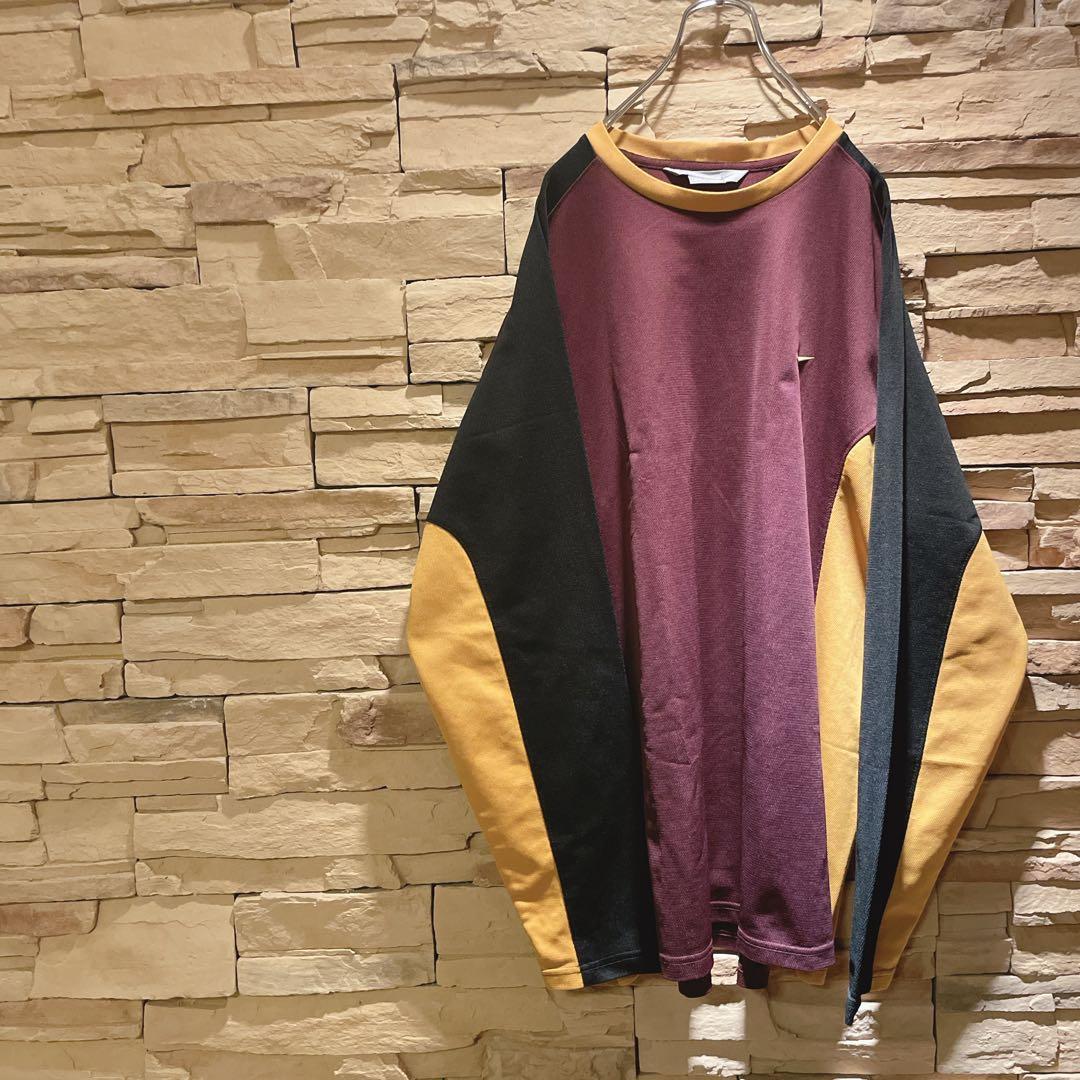 絶妙配色】y2k/NIKEナイキ/長袖トレーニングウェア刺繍ロゴ/ブラウンXL