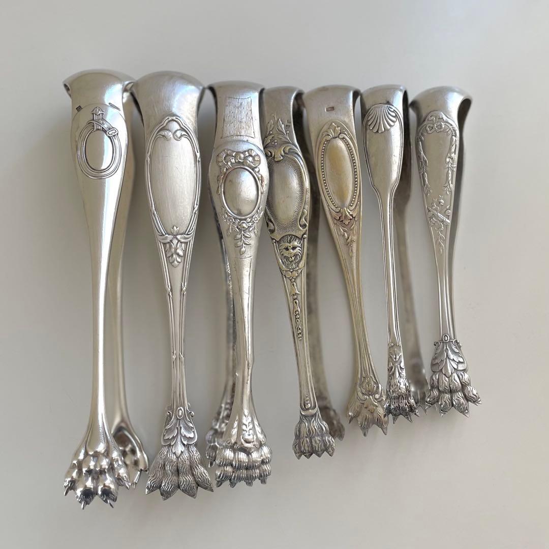 フランス アンティーク]クリストフル獣手シルバーシュガートング刻印