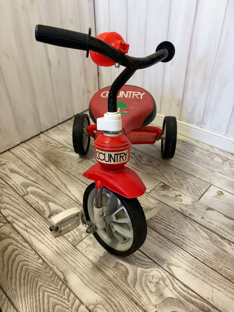 COUNTRY 赤い三輪車 木のイラスト付き 楽天市場】レトロカントリースタイル三輪車脱着式ペダル レッド