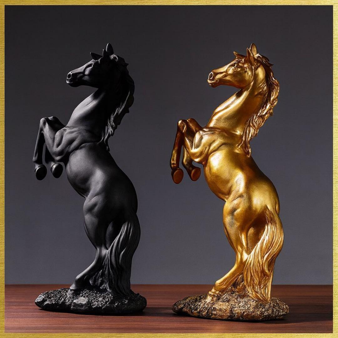 金運仕事運UP 金馬＆黒馬 風水 開運 置物 午年 インテリア 開運