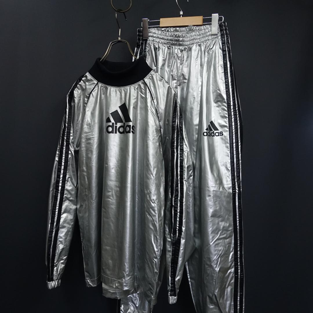 adidas アディダス ナイロンセットアップ スーツ シルバー Y3K - メルカリ