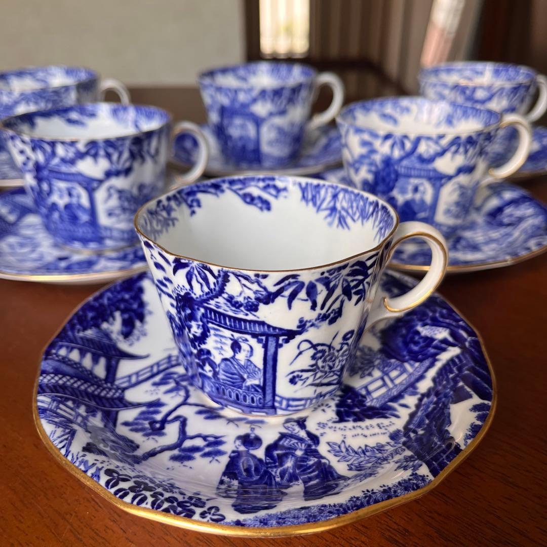 【英国ビンテージ】ロイヤルクラウンダービー★ミカド★C/S 6客 完品！美しいロイヤルクラウンダービー ミカド セット | Rosy Baby