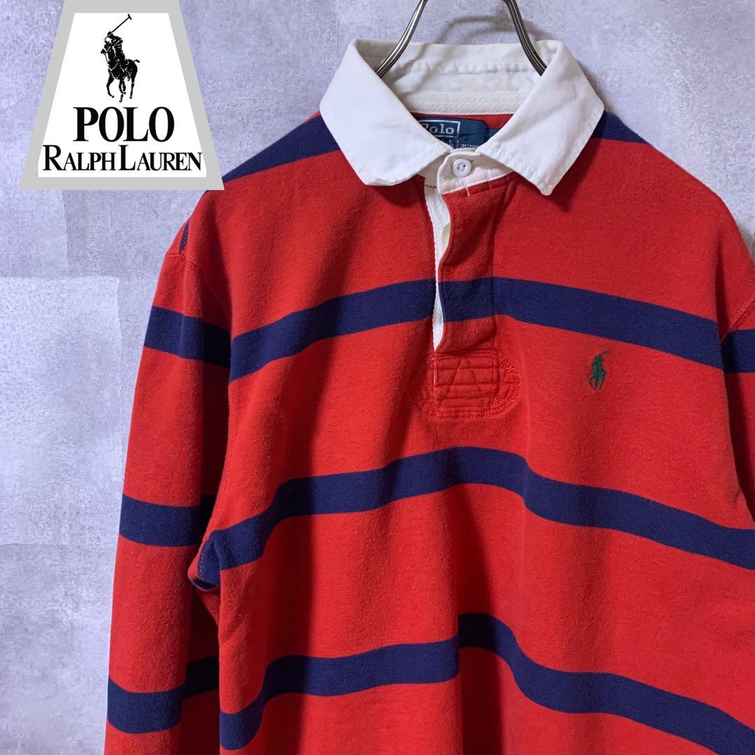 ポロラルフローレン ボーダーラガーシャツ 赤 紺 - メルカリ