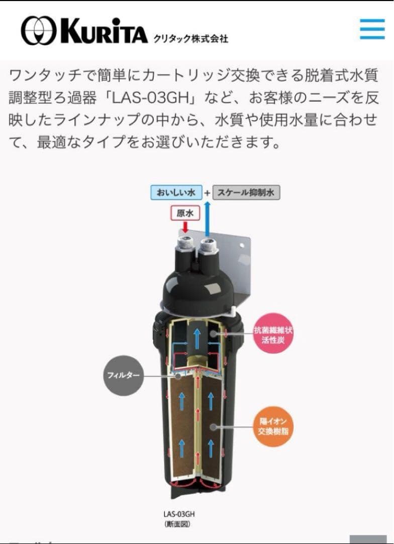 クリタ 業務用 脱着式水質調整型ろ過器 - メルカリ