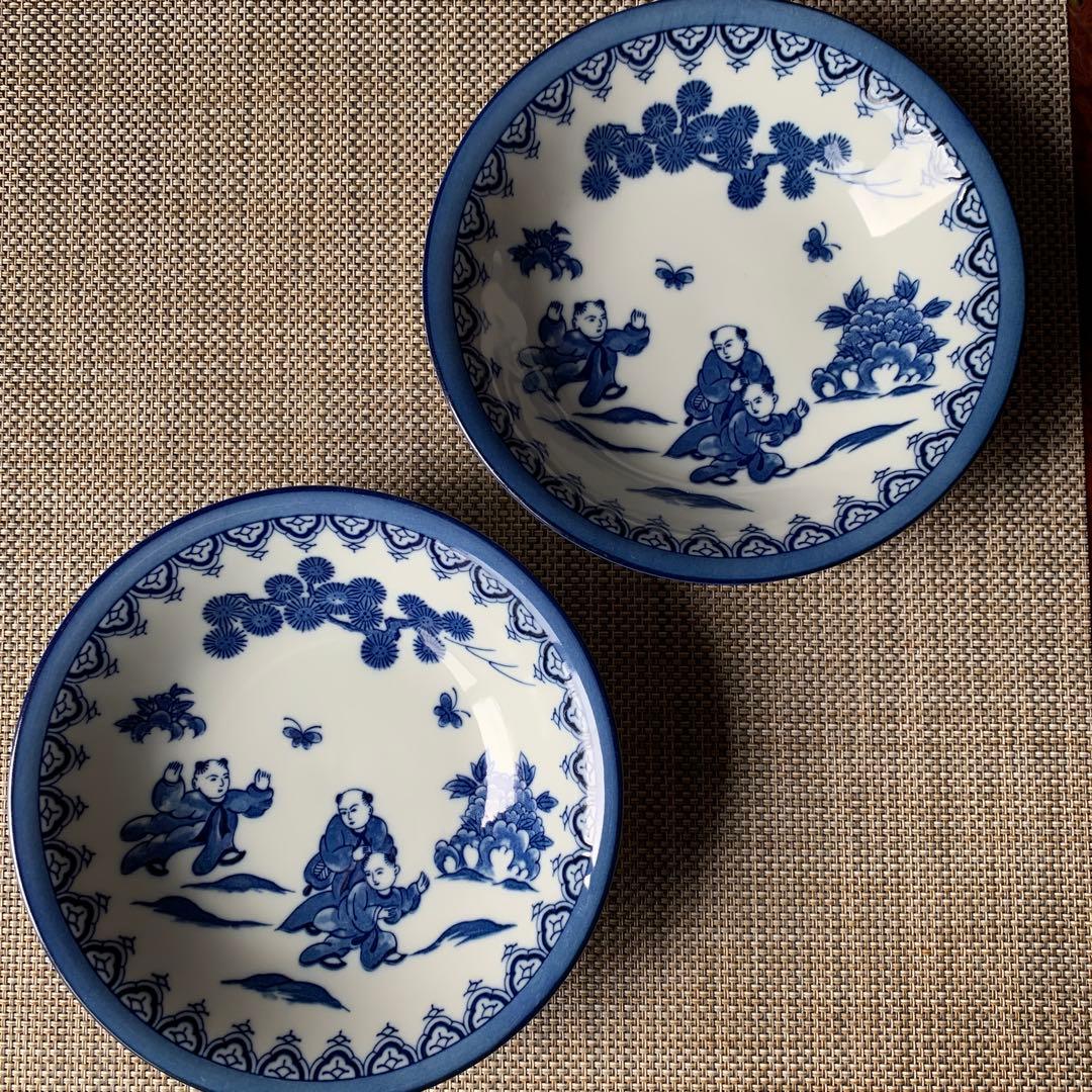 有田焼 唐子柄 青絵 昭和レトロ2枚セット - メルカリ