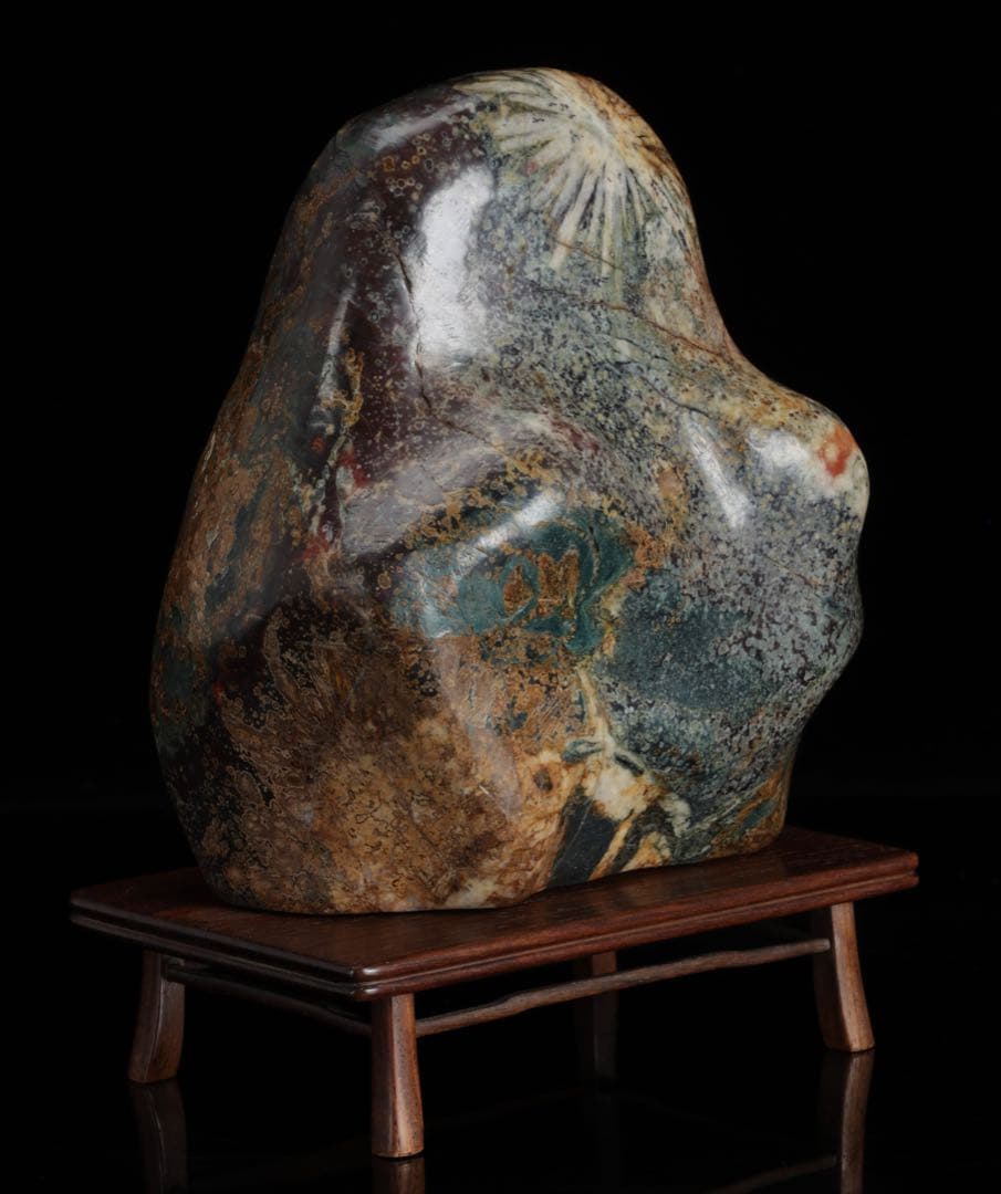 菊花石 白菊 紋石 台座付 1.4kg 鑑賞石 原石 天然石 水石 盆石 鉱物