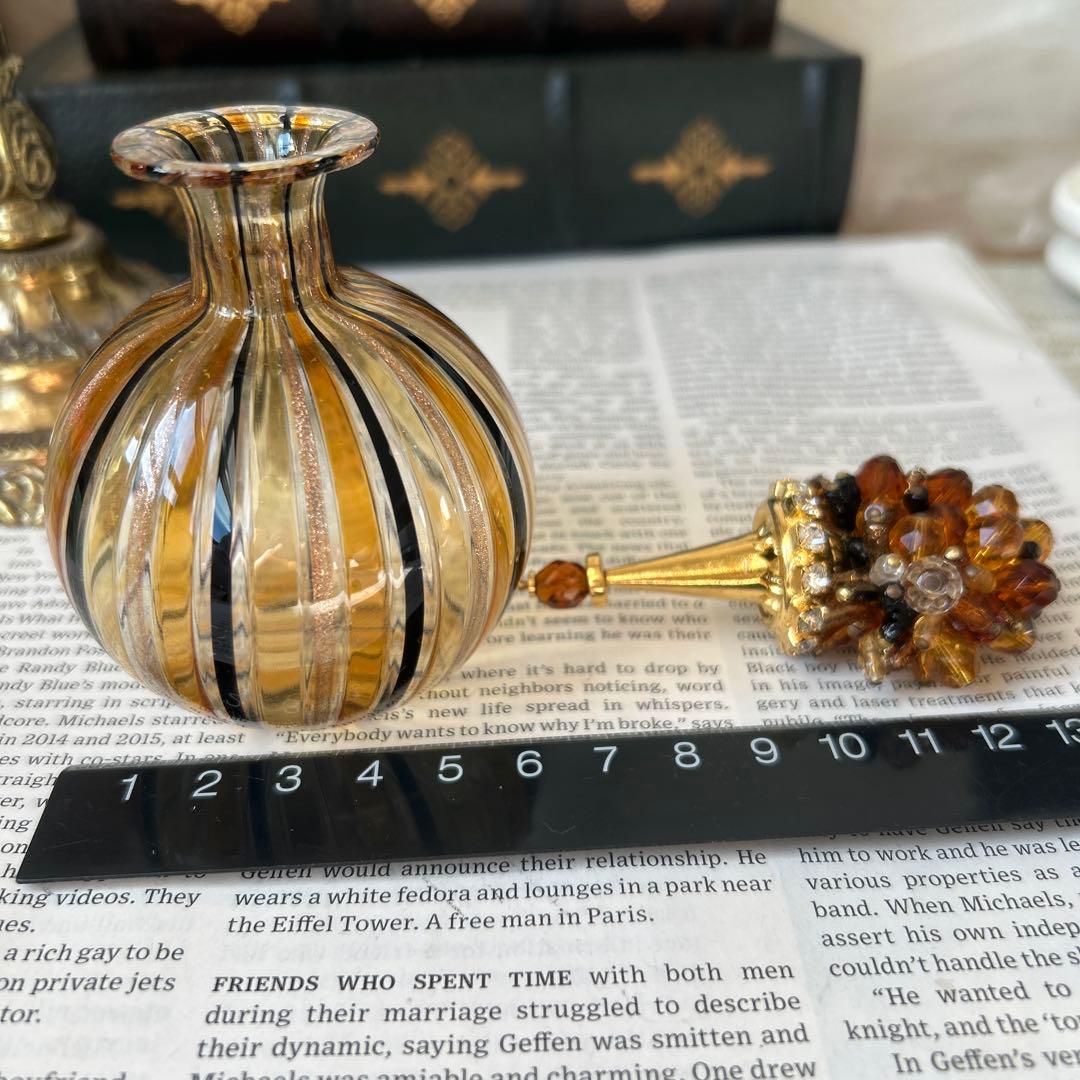 イタリア製 ヴェネツィアンガラス ムラーノガラス 香水瓶トパーズ