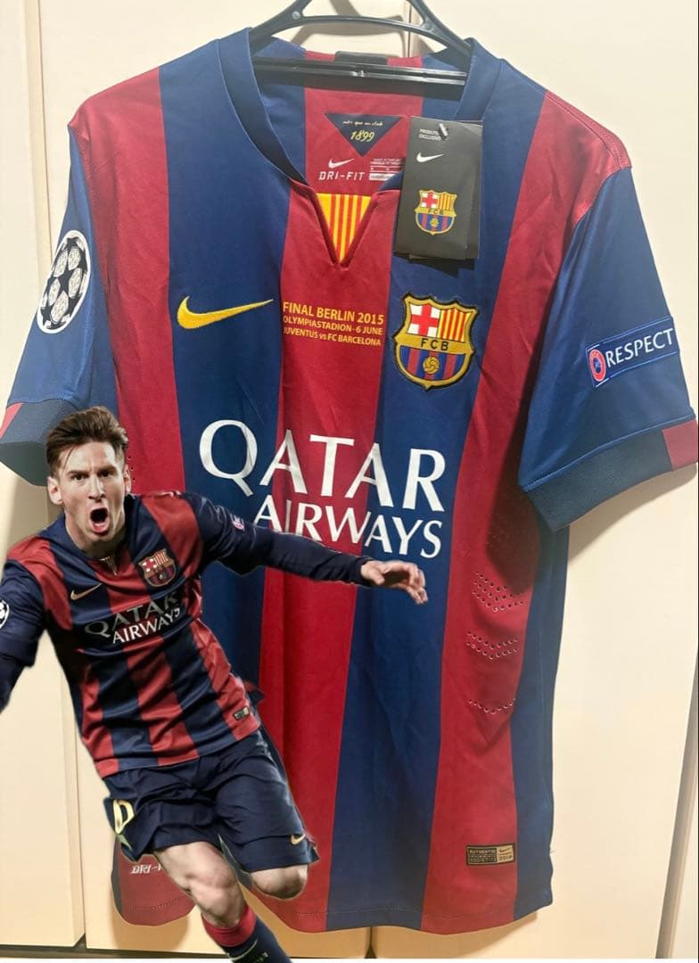 FC Barcelona Messi 2015 タグ付き　CL Barcelona Home Shirt CL Final 2015 Signed by Lionel Messi (Incl