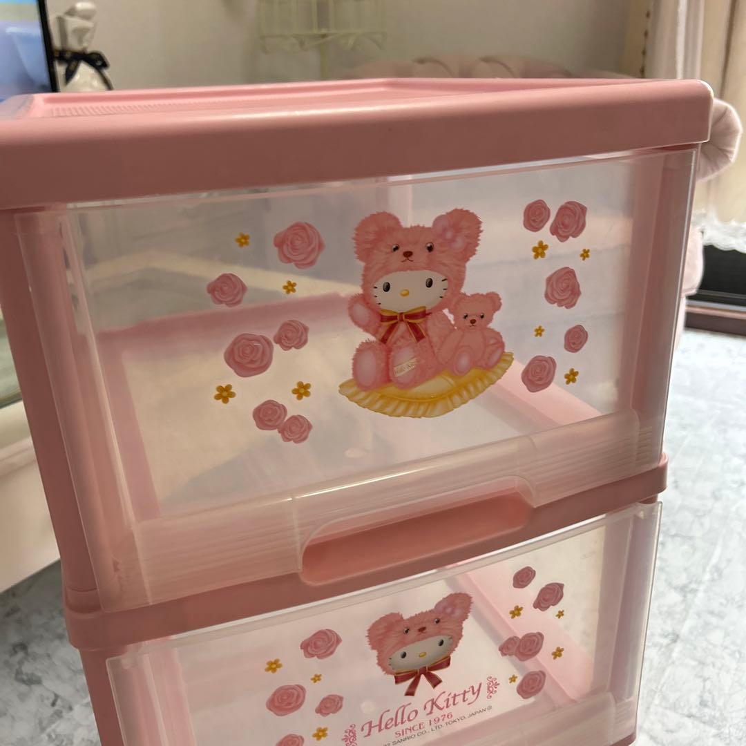 ハローキティ 3段 収納ケース 昭和レトロ 衣装ケース 希少 スライド